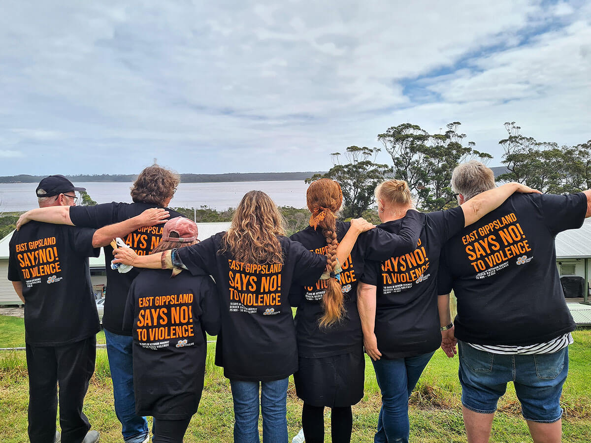 Group of people saying no to violence in East Gippsland